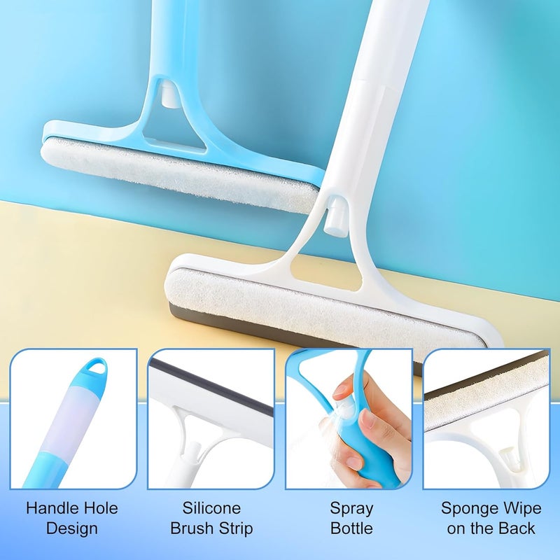 EuftEale 3 in 1 Window Cleaning Scraper,New 3 in 1 Window Cleaner,Squeegee and Scrubber with Spray, for Windows, Walls,Car Windshields, Bathrooms, Kitchens, All-Purpose Window Cleaner Tool (White/Blue) - Image 3
